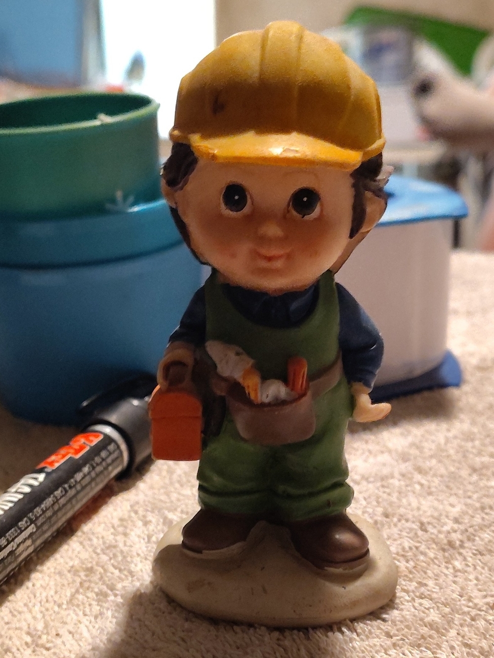 Yellow-Helmet Construction Worker Figurine Toy - Kids Toys